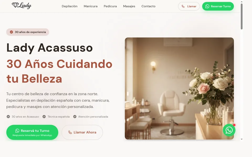 Sitio web de Lady Acassuso creado por Pagina Pro